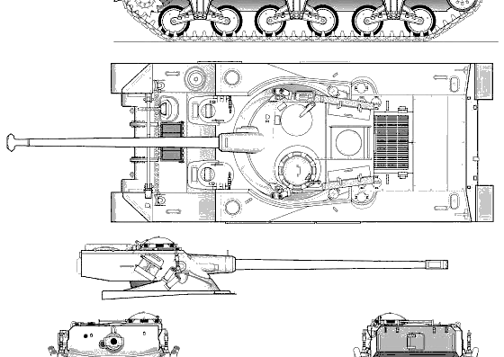 Танк M4-FL10 Sherman 75mm - чертежи, габариты, рисунки