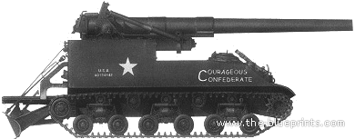 Tank M40 Big Shot 155mm SPG - drawings, dimensions, figures