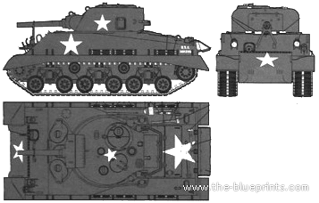 Танк M4(105) HVSS Sherman - чертежи, габариты, рисунки