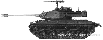 Tank M41A3 Walker Bulldog - drawings, dimensions, figures