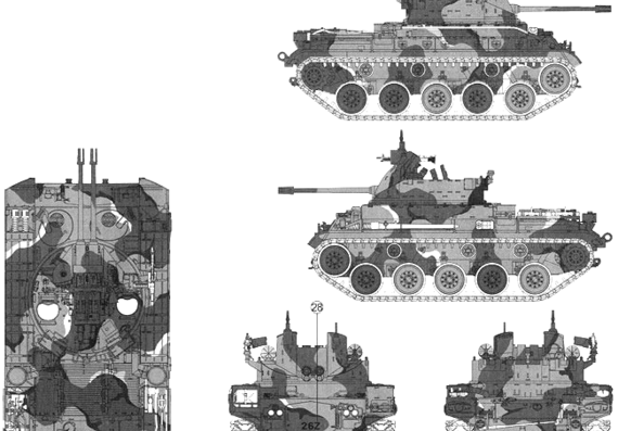 Tank M42A1 Duster - drawings, dimensions, figures