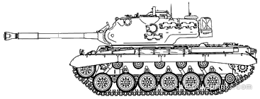 Танк M46E1 Patton - чертежи, габариты, рисунки