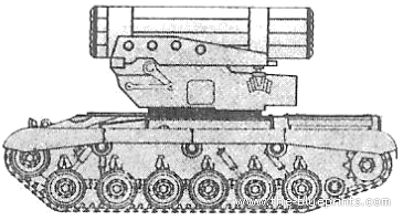 Танк M47 MLRS - чертежи, габариты, рисунки