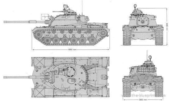 Танк M48 - чертежи, габариты, рисунки