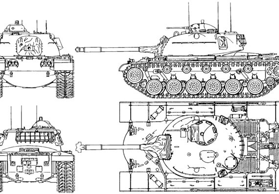 Танк M48A1 Patton - чертежи, габариты, рисунки