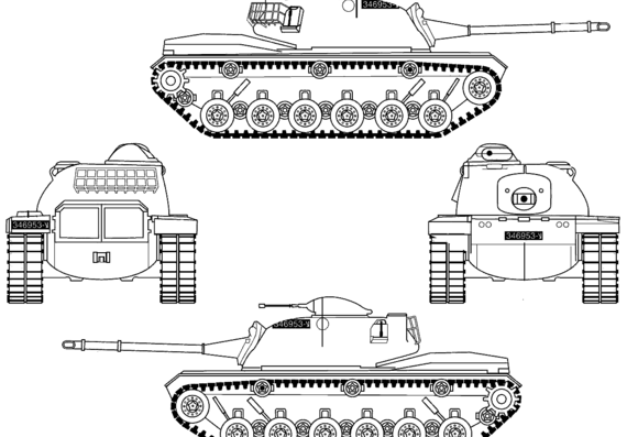 Танк M48A2 Patton - чертежи, габариты, рисунки