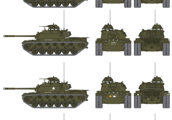 Танк M48A3B - чертежи, габариты, рисунки