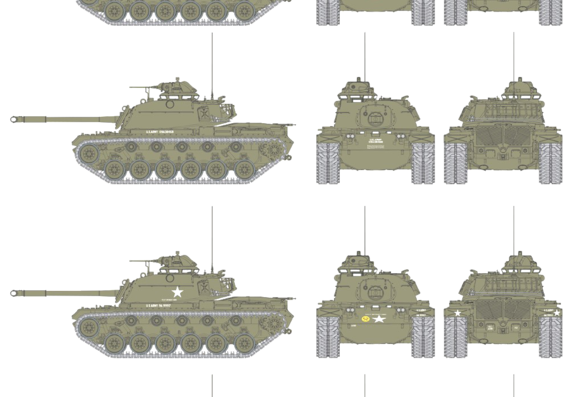 Танк M48A3 Mod.B - чертежи, габариты, рисунки