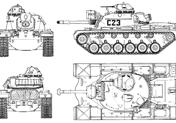Танк M48A3 Patton - чертежи, габариты, рисунки