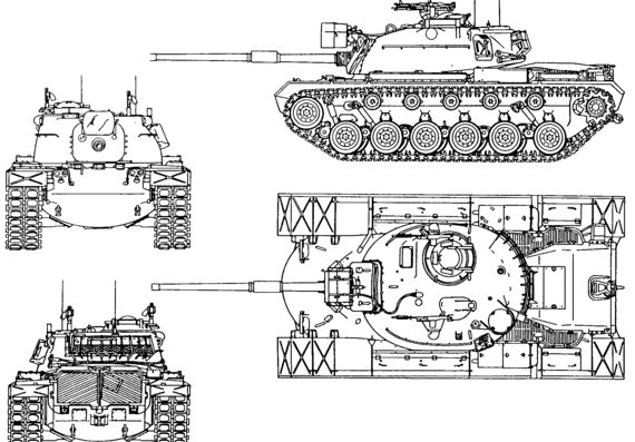 Танк M48A5 Patton - чертежи, габариты, рисунки