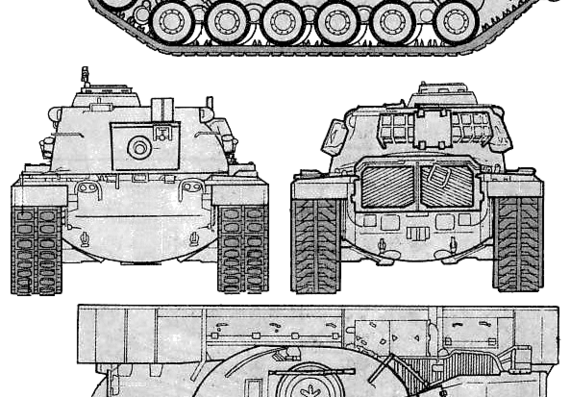 Танк M48 A2 GA2 - чертежи, габариты, рисунки