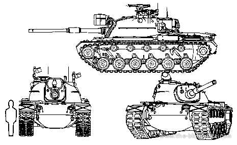 Танк M48 Patton - чертежи, габариты, рисунки