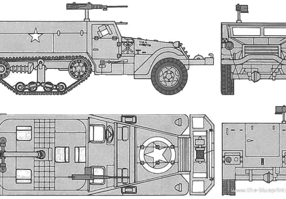 Танк M4A-1 Halftrack - чертежи, габариты, рисунки