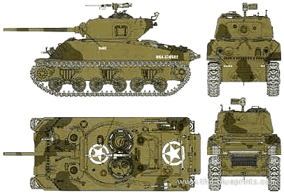 Tank M4A1 (76) W VVSS Sherman - drawings, dimensions, figures