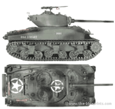 Танк M4A1(76mm)W Sherman - чертежи, габариты, рисунки