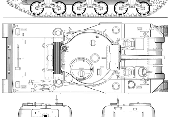 Tank M4A1 75mm Sherman V - drawings, dimensions, figures
