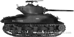 Танк M4A1 (76)W Sherman - чертежи, габариты, рисунки