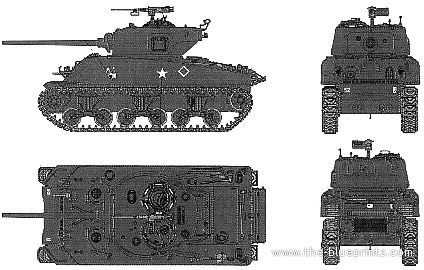 Танк M4A1 (76) W Sherman - чертежи, габариты, рисунки