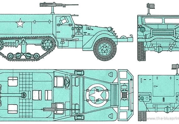 Танк M4A1 Halftrack 81mm SPM - чертежи, габариты, рисунки