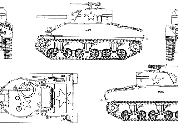 Tank M4A1 Sherman - drawings, dimensions, figures