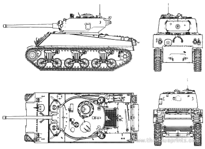 Танк M4A2(76)W Sherman - чертежи, габариты, рисунки