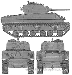Танк M4A2(W) Sherman - чертежи, габариты, рисунки