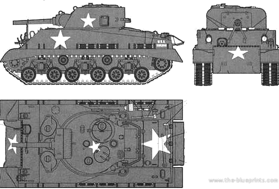 Tank M4A2 (105) HVVS Sherman - drawings, dimensions, figures