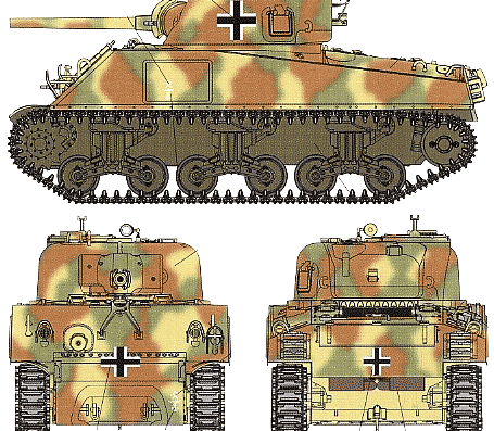 Танк M4A2 75mm Sherman - чертежи, габариты, рисунки