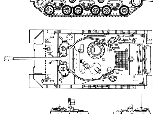 Танк M4A2 (76)W HVSS Sherman (1944) - чертежи, габариты, рисунки