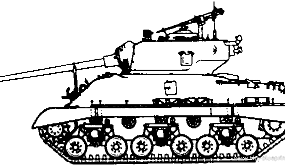 Танк M4A2 (76)W HVSS Sherman (1945) - чертежи, габариты, рисунки