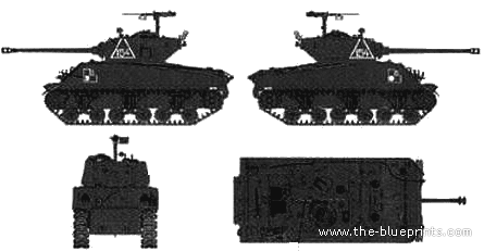 Танк M4A2 (76)W Sherman - чертежи, габариты, рисунки