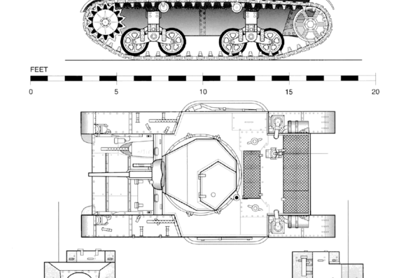 Tank M4A2 Light Tank (1940) - drawings, dimensions, pictures
