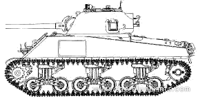 Танк M4A2 Sherman 75mm - чертежи, габариты, рисунки