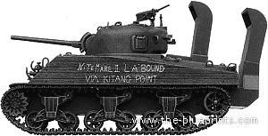 Танк M4A2 Sherman USMC - чертежи, габариты, рисунки