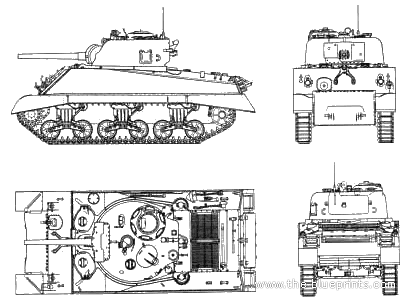 Танк M4A3(75)W Sherman - чертежи, габариты, рисунки