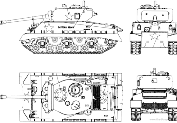 Танк M4A3(76)W HVVS Sherman - чертежи, габариты, рисунки