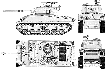 Танк M4A3(76)W VVSS Sherman - чертежи, габариты, рисунки