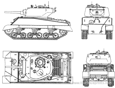 Tank M4A3E2 Sherman - drawings, dimensions, figures