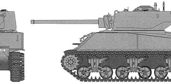 Tank M4A3E2 Sherman JUMBO - drawings, dimensions, figures