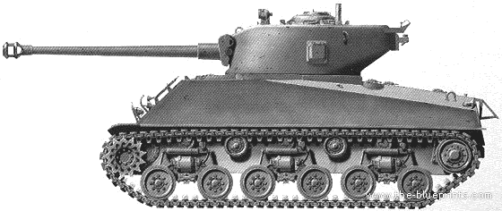 Танк M4A3E8 Sherman - чертежи, габариты, рисунки