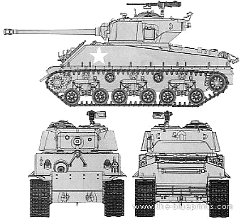 Танк M4A3E8 Thundervolt VII - чертежи, габариты, рисунки