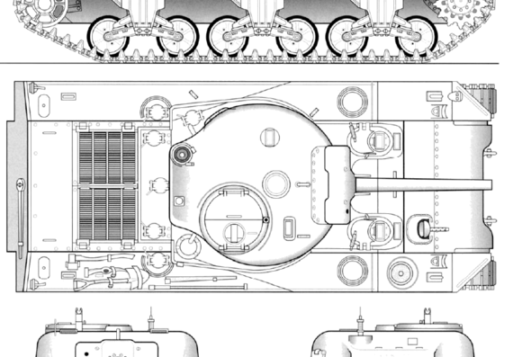 Tank M4A3 75mm Sherman IV - drawings, dimensions, figures