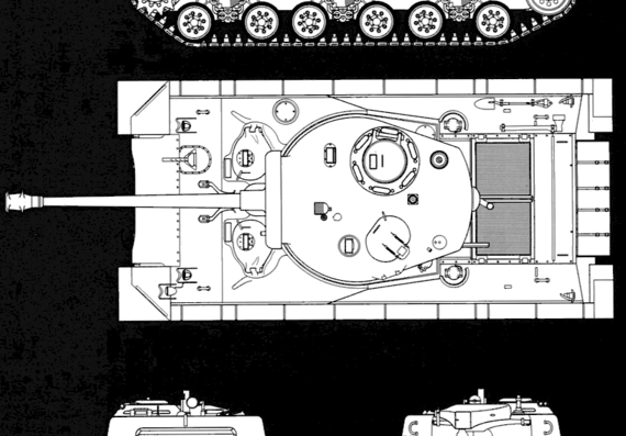 Танк M4A3 (76)W HVSS Sherman - чертежи, габариты, рисунки