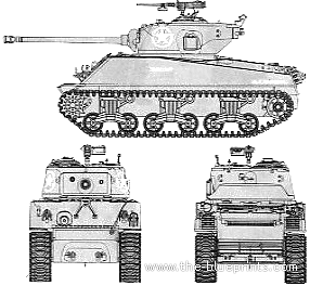 Танк M4A3 (76)W Sherman - чертежи, габариты, рисунки