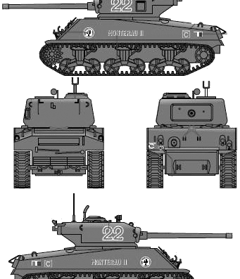 Танк M4A3 (76mm) Sherman - чертежи, габариты, рисунки