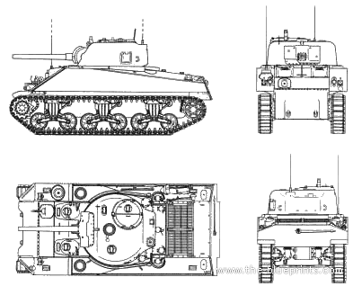 Танк M4A3 Sherman - чертежи, габариты, рисунки
