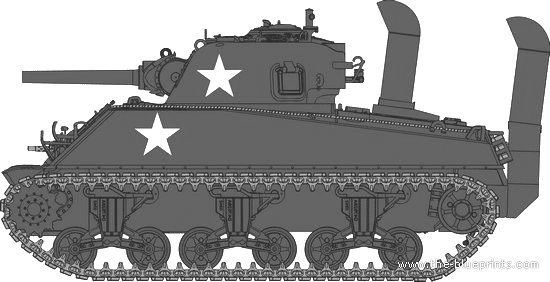 Tank M4A3 Sherman (105mm) - drawings, dimensions, figures