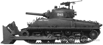 Танк M4A3 Sherman 105mm HVSS - чертежи, габариты, рисунки