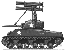 Танк M4A3 Sherman and T34 Calliope - чертежи, габариты, рисунки