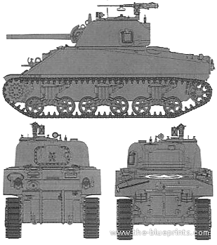 Танк M4 DV Sherman - чертежи, габариты, рисунки
